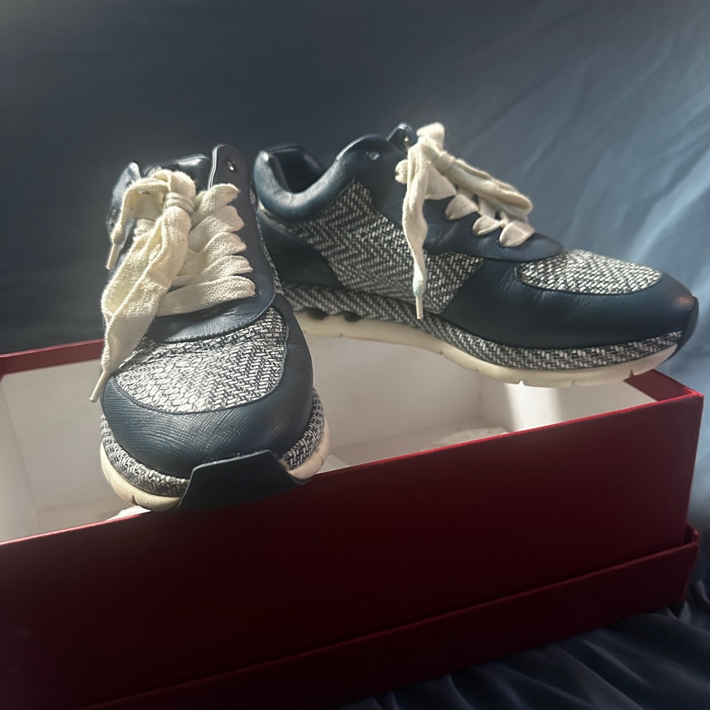Blue And White Ferragamo Sneakers